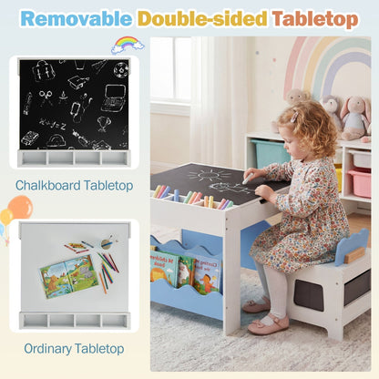 Multi-purpose Activity Kids Table and Chairs Set with Double-sided TabletopTorqelo.com