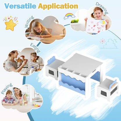 Multi-purpose Activity Kids Table and Chairs Set with Double-sided TabletopTorqelo.com