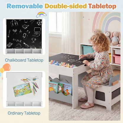 Multi-purpose Activity Kids Table and Chairs Set with Double-sided TabletopTorqelo.com