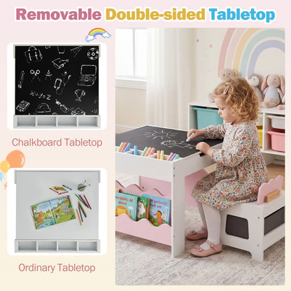 Multi-purpose Activity Kids Table and Chairs Set with Double-sided TabletopTorqelo.com