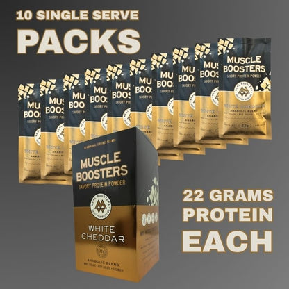 Muscle Boosters White Cheddar Box - Organic Grass-Fed Whey Protein Isolate (10 Single Serve Packs)Protein PowderTorqelo.com