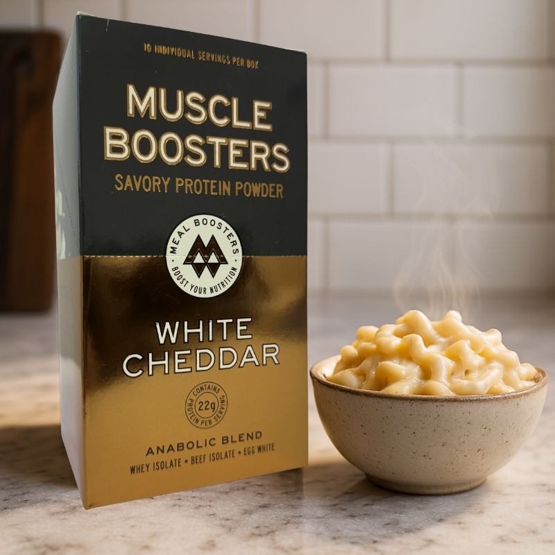 Muscle Boosters White Cheddar Box - Organic Grass-Fed Whey Protein Isolate (10 Single Serve Packs)Protein PowderTorqelo.com