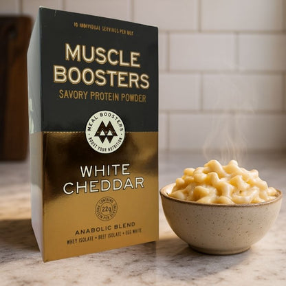 Muscle Boosters White Cheddar Box - Organic Grass-Fed Whey Protein Isolate (10 Single Serve Packs)Protein PowderTorqelo.com
