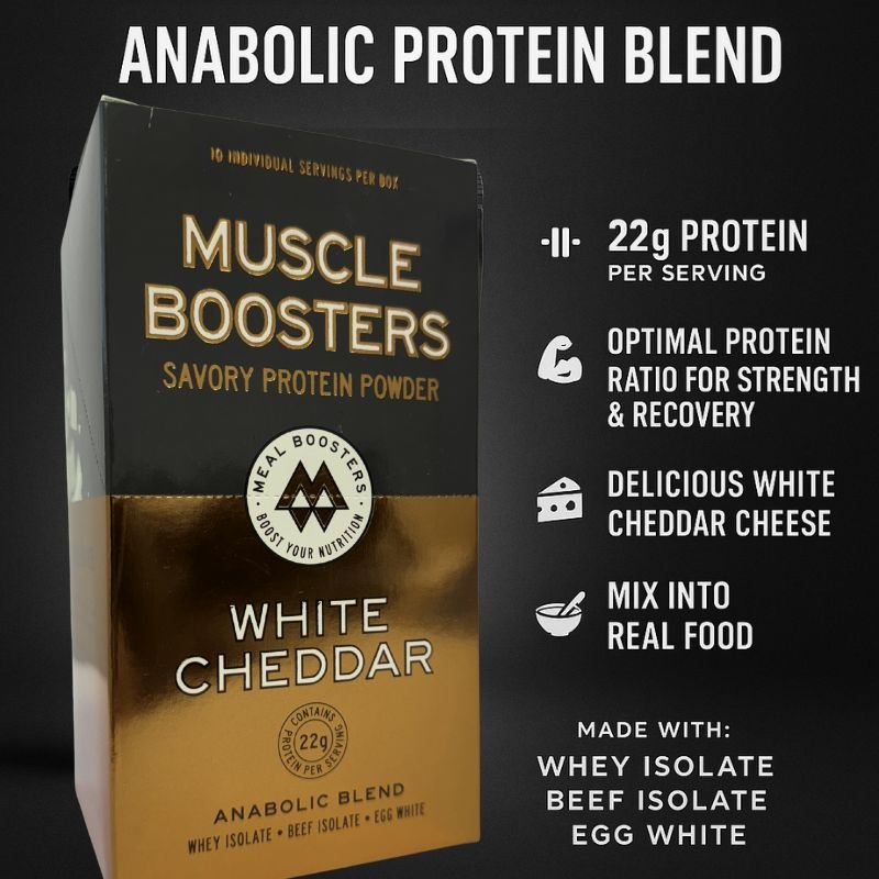 Muscle Boosters White Cheddar Box - Organic Grass-Fed Whey Protein Isolate (10 Single Serve Packs)Protein PowderTorqelo.com