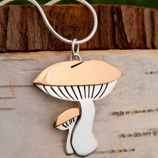 Mushroom Sterling & Copper NecklaceNecklaces - FineTorqelo.com