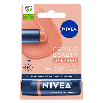 Nivea Tinted Lip Care Balm in Nude for Hydrated Lips 4.8g by Beauty Care Bag
