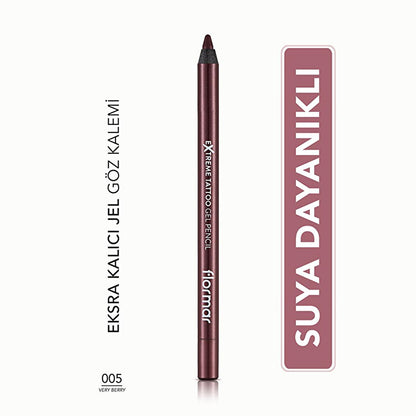 Flormar Extreme Tattoo Very Berry Gel Eyeliner Pencil: Waterproof, Smudge-Proof, & Long-Lasting Intense Purple Eye Definition by Beauty Care Bag