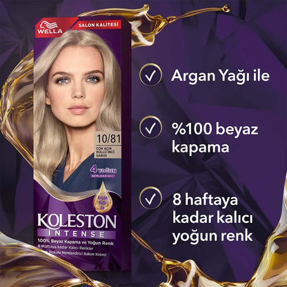 Wella Koleston Intense Ash Blonde Hair Dye: 100% Gray Coverage, Long Lasting Color, Argan Oil - Light Ash Pearl Blonde by Beauty Care Bag