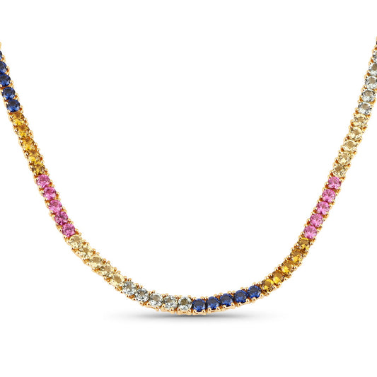 11.65 ct created multi sapphire sterling silver necklace, Avera Group