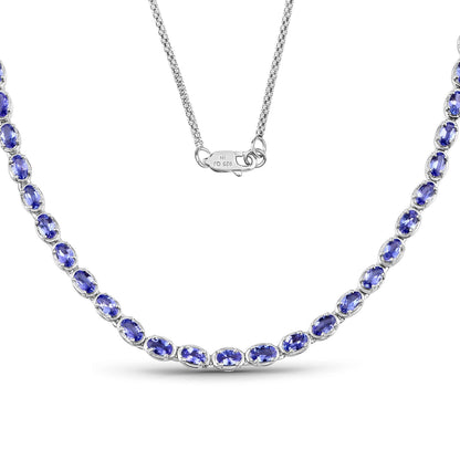 Avera Group 10.00 ct genuine tanzanite necklace in .925 sterling silver