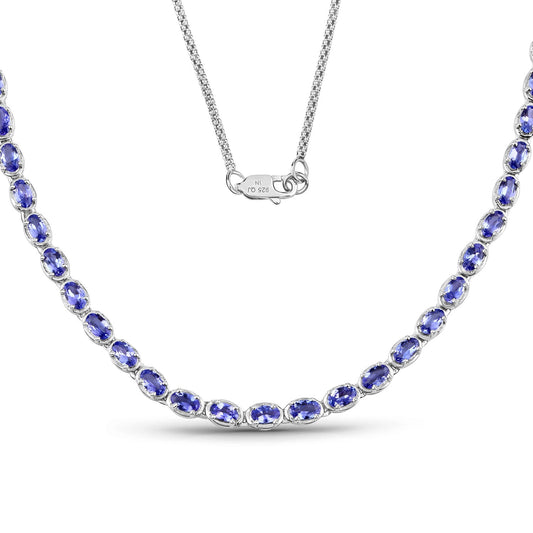Avera Group 10.00 ct genuine tanzanite necklace in .925 sterling silver