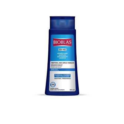 Bioblas Anti-Dandruff Shampoo for Men with Menthol & Apple Vinegar, 12.17 fl oz - Thermal Water & Zinc for Dandruff Control by Beauty Care Bag