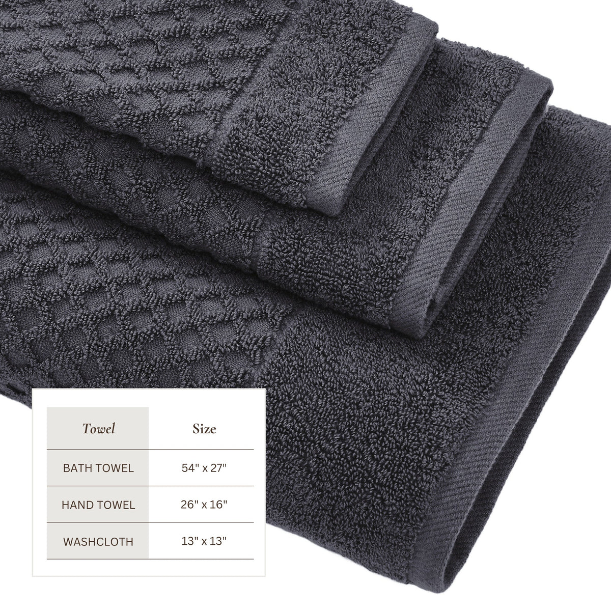 Cotton Diamond Waffle Weave Bath Towel Set - Grayson Collection by Great Bay Home