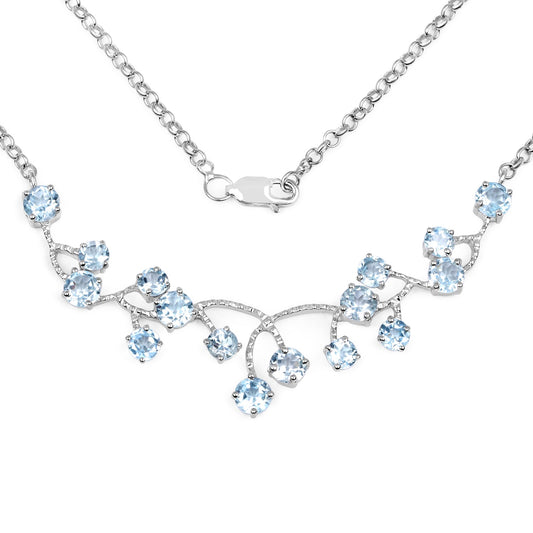 7.36 Carat Genuine Blue Topaz .925 Sterling Silver Necklace by Avera Group