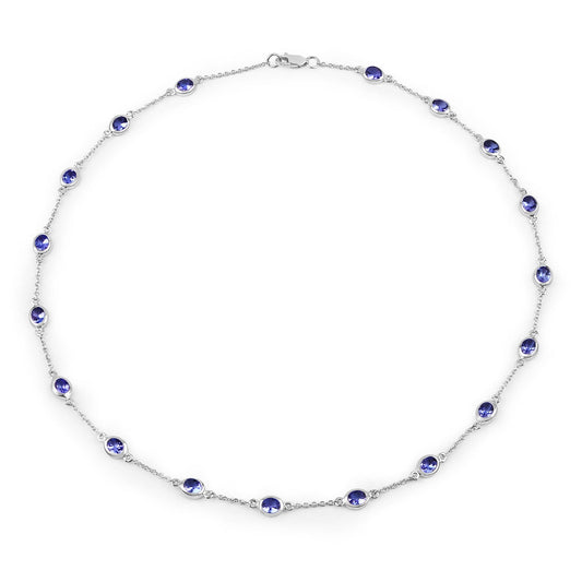 5.94 Carat Genuine Tanzanite .925 Sterling Silver Necklace by Avera Group