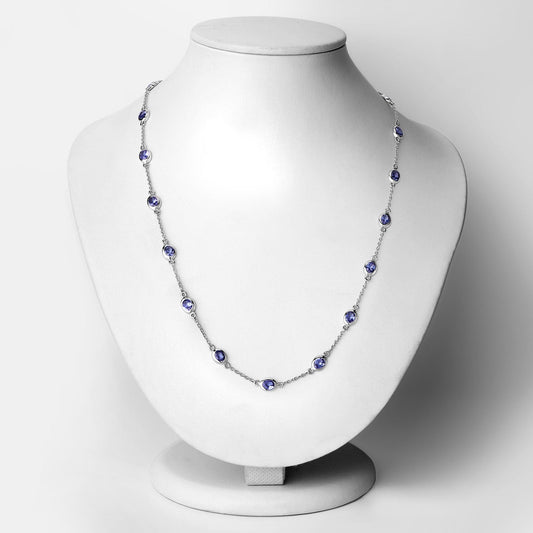 5.94 Carat Genuine Tanzanite .925 Sterling Silver Necklace by Avera Group