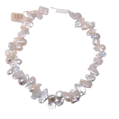 White Baroque Freshwater Pearl Strand 15.5in - Lustrous Irregular Natural Pearls by Continental Bead Suppliers