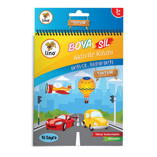 Lino Color Reusable & Washable Coloring Book for Kids - Mess-Free Erasable Activity Book for Children with Water-Based Markers by Beauty Care Bag