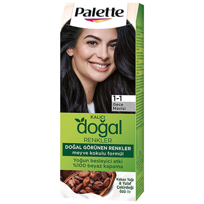 Palette Natural Hair Dye - Gece Mavisi (Night Blue) Permanent Hair Color with Natural Ingredients by Beauty Care Bag