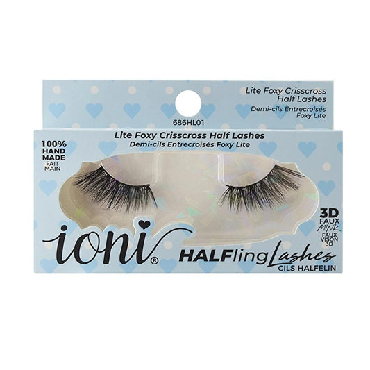 IONI Foxy Crisscross Half Lashes for Lifted Eye Look by Beauty Care Bag