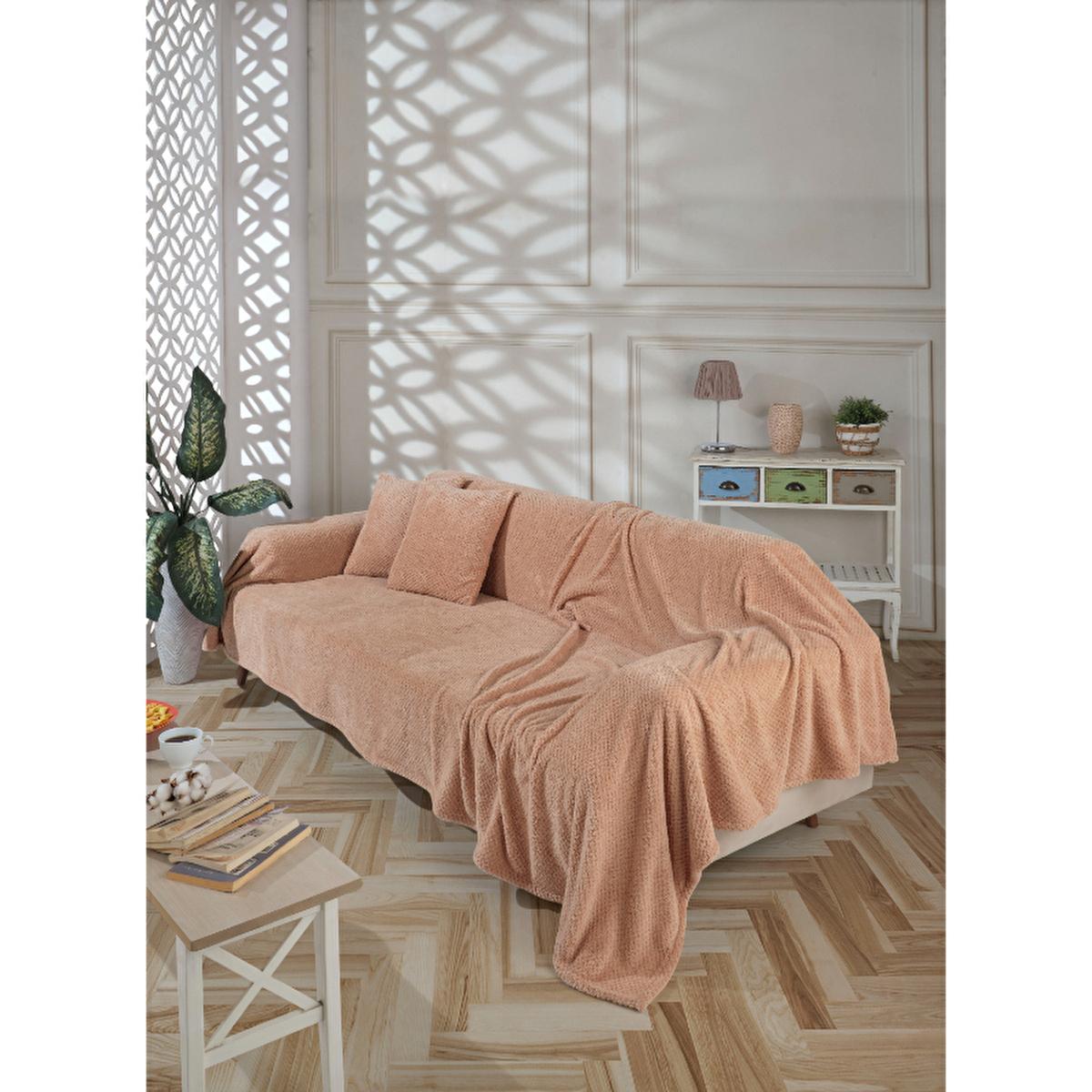 Wondel Maxi Throw Blanket - Beige Polycotton Sofa Cover & Bed Blanket, 70.87 x 118.11 inches by Beauty Care Bag
