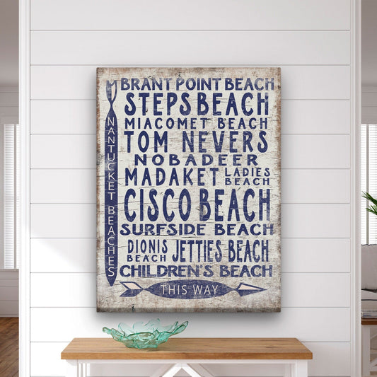 Vintage Nantucket Beaches Sign | Cisco Steps Madaket Surfside Beaches by Off The Square Designs