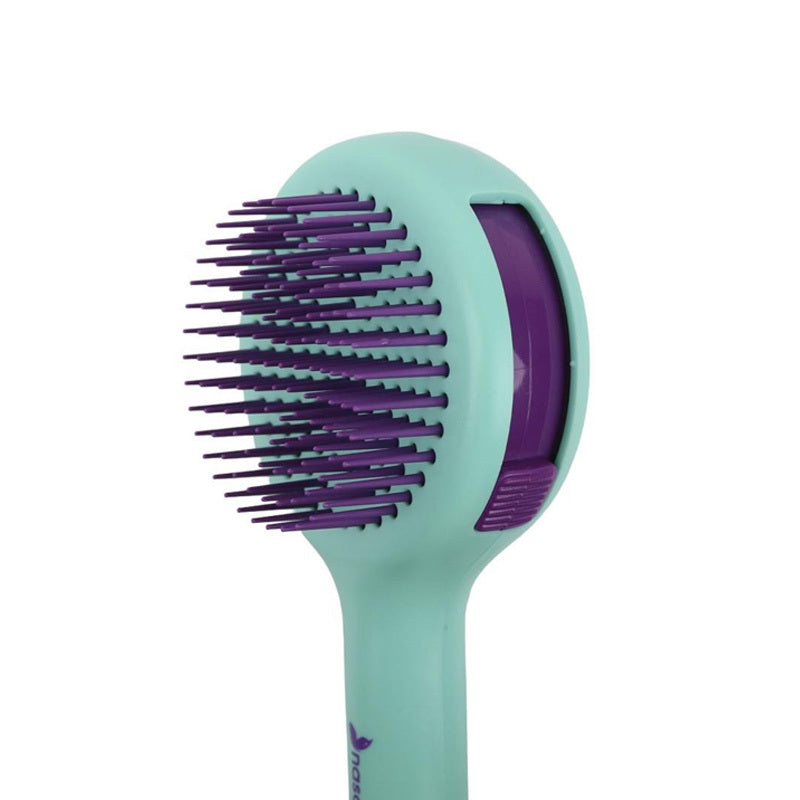 Nascita Retractable Hair Brush with Built-In Mirror Green by Beauty Care Bag