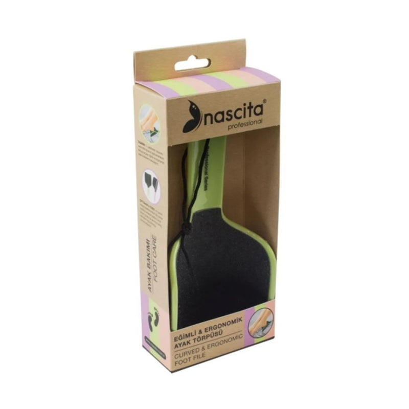 Nascita Curved Foot File for Smooth Heels in Green by Beauty Care Bag