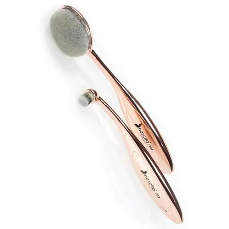 Nascita Bronzy Glow Oval Brush Set for Flawless Makeup 2-Piece by Beauty Care Bag