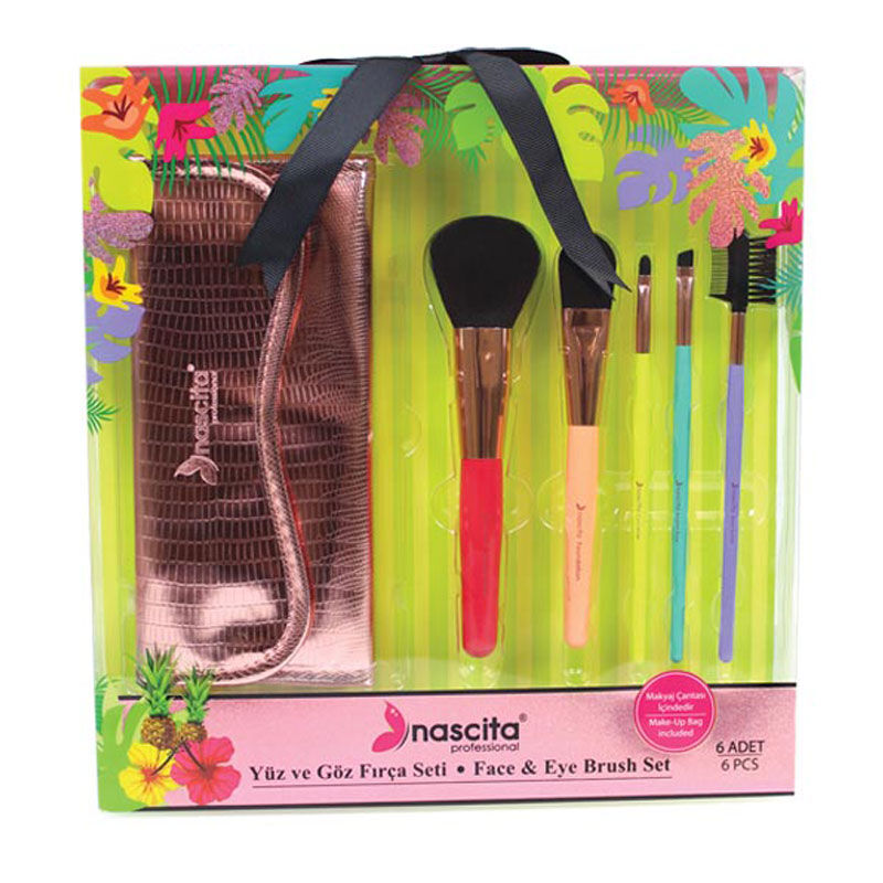 Nascita 5-Piece Colorful Makeup Brush Set with Bag by Beauty Care Bag