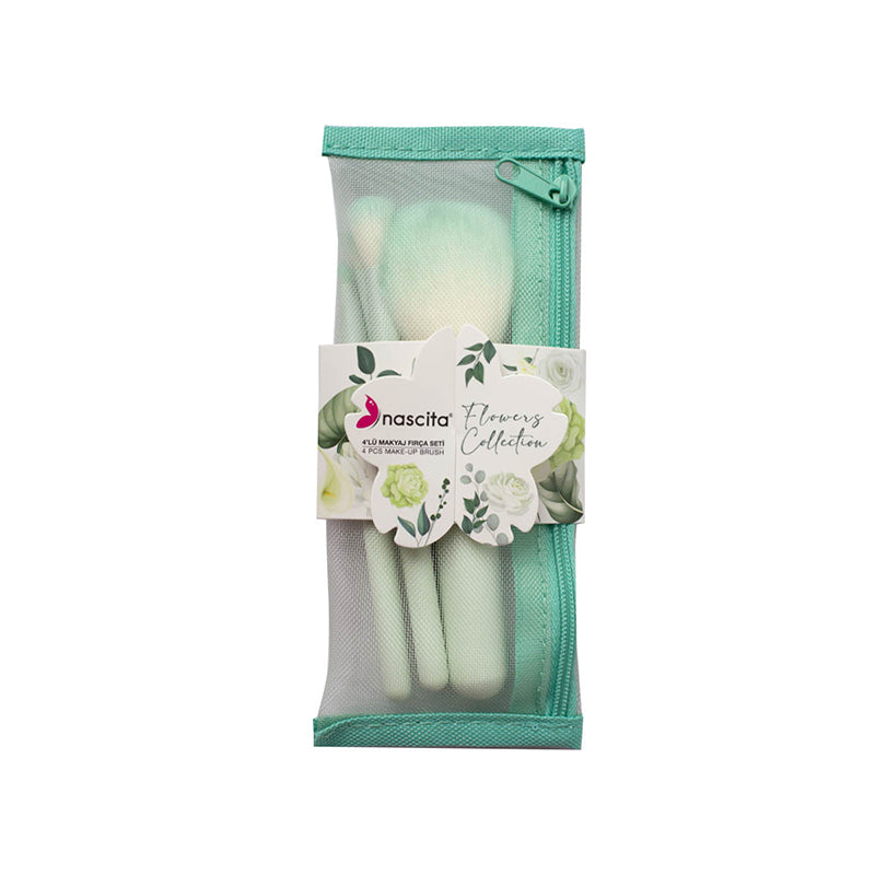 Nascita Flowers Collection 4-Piece Makeup Brush Set by Beauty Care Bag