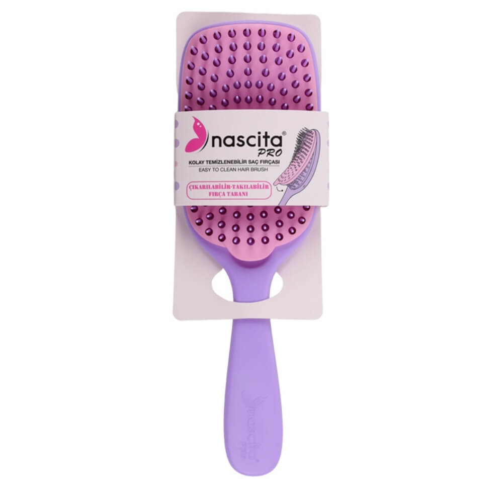 Nascita Easy-Clean Purple Hair Brush for Daily Styling by Beauty Care Bag