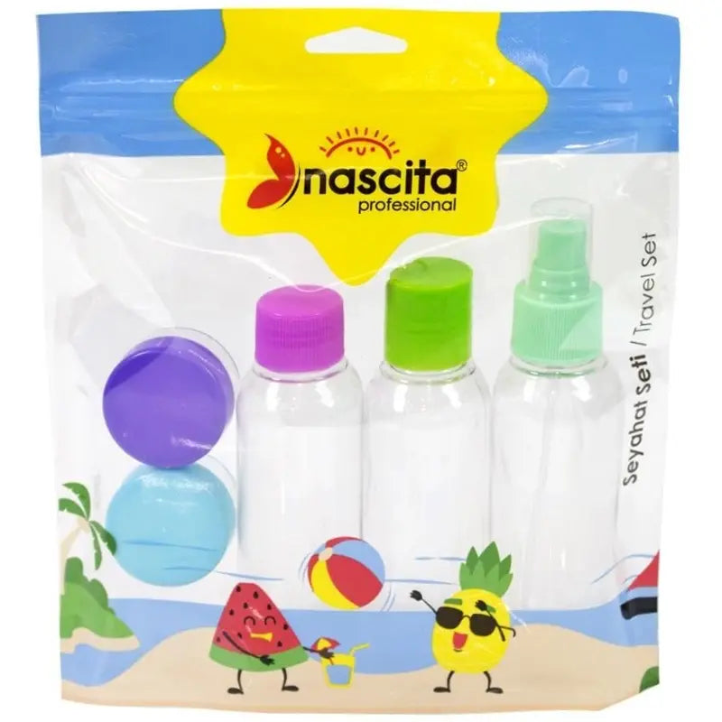 Nascita 5-Piece Travel Bottle Set No: 16 for Toiletries by Beauty Care Bag