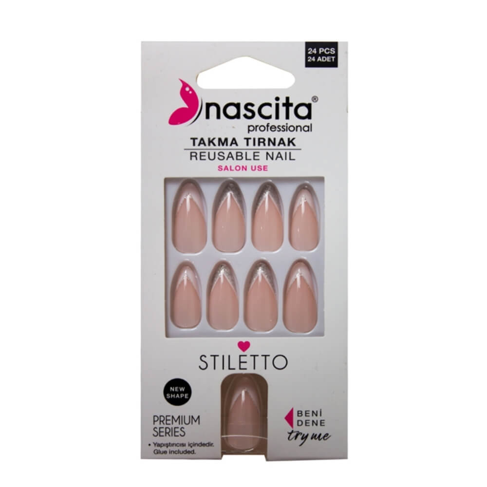 Nascita Stiletto French Press-On Nails for Elegant Hands by Beauty Care Bag