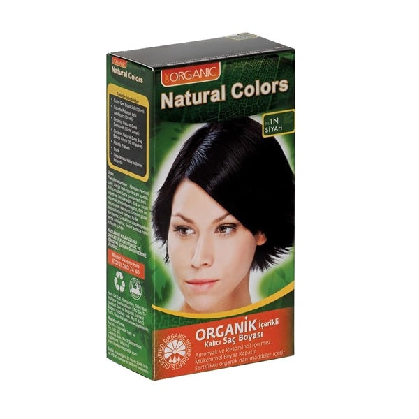 Natural Colors Organic Hair Dye 1N Black for Vibrant Color by Beauty Care Bag