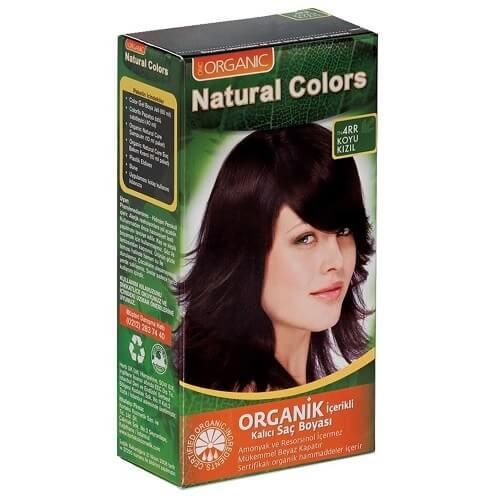 Natural Colors Organic Hair Dye 4RR Dark Red for Vibrant Shine by Beauty Care Bag