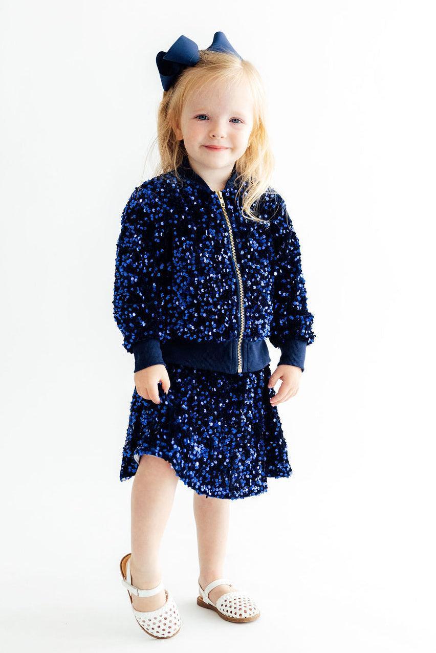 Navy Blue Velvet Sequin Twirl SkortSequin SkortTorqelo.com