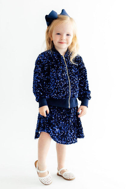 Navy Blue Velvet Sequin Twirl SkortSequin SkortTorqelo.com
