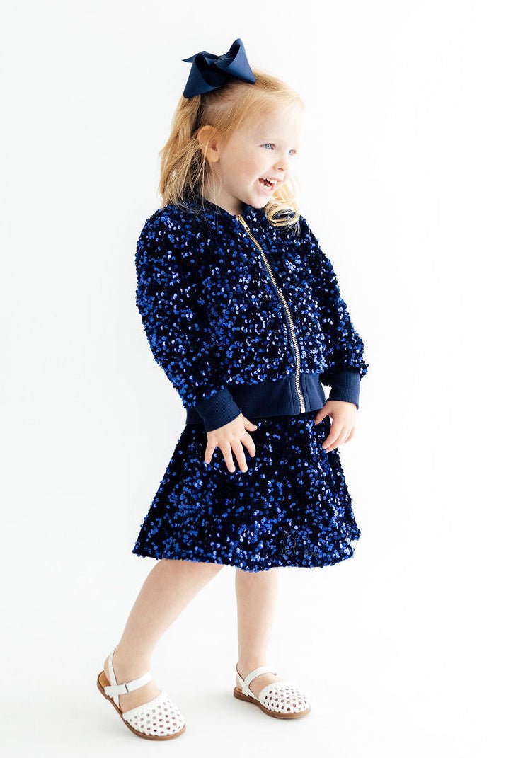Navy Blue Velvet Sequin Twirl SkortSequin SkortTorqelo.com