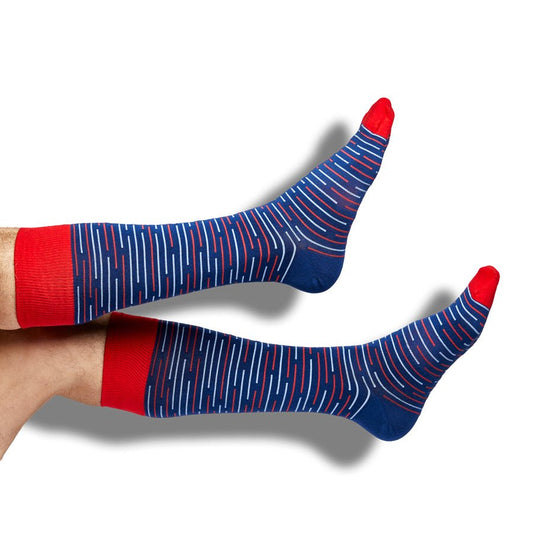 Navy Broken Stripes Dress SocksTeam ColorwaysTorqelo.com