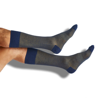 Navy / Gold Birdseye Dress SocksTeam ColorwaysTorqelo.com