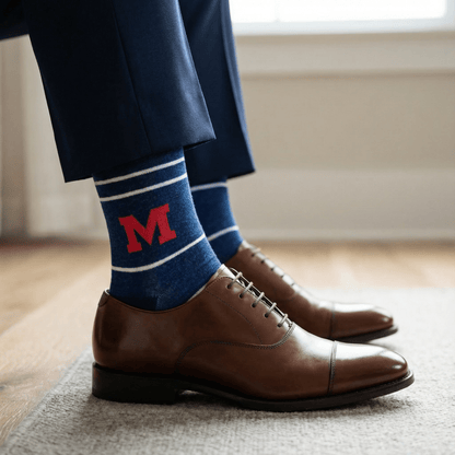 Navy Powder Stripe M Dress SocksLicensed College SocksTorqelo.com