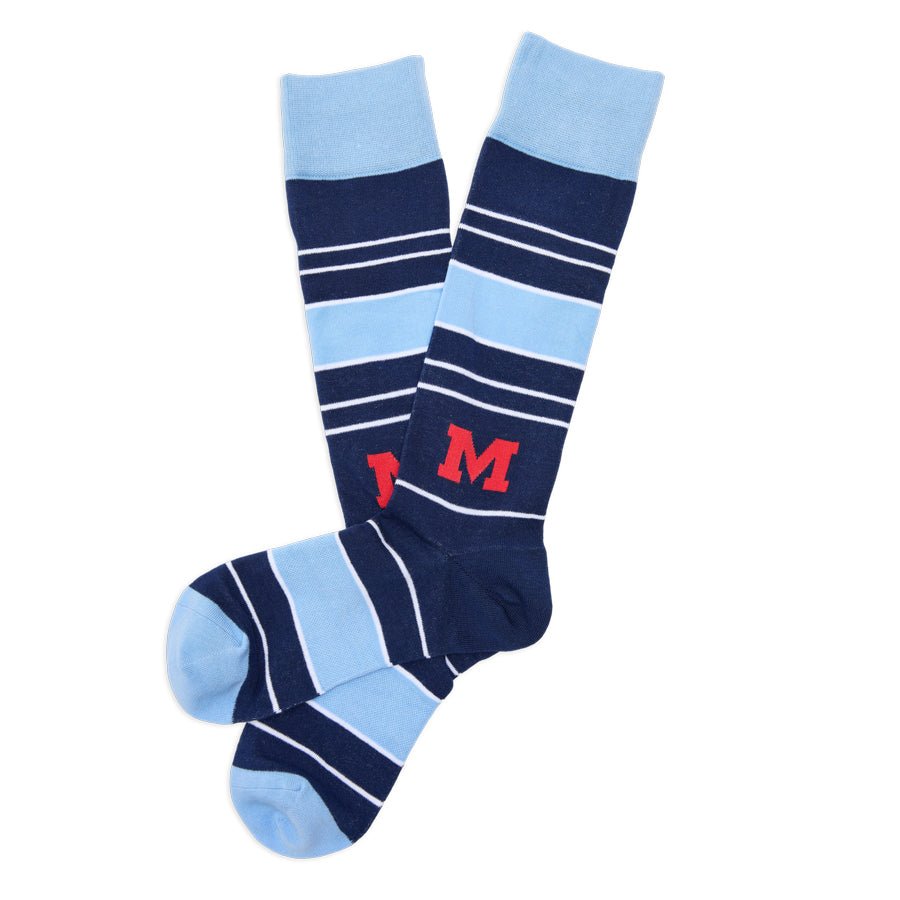 Navy Powder Stripe M Dress SocksLicensed College SocksTorqelo.com