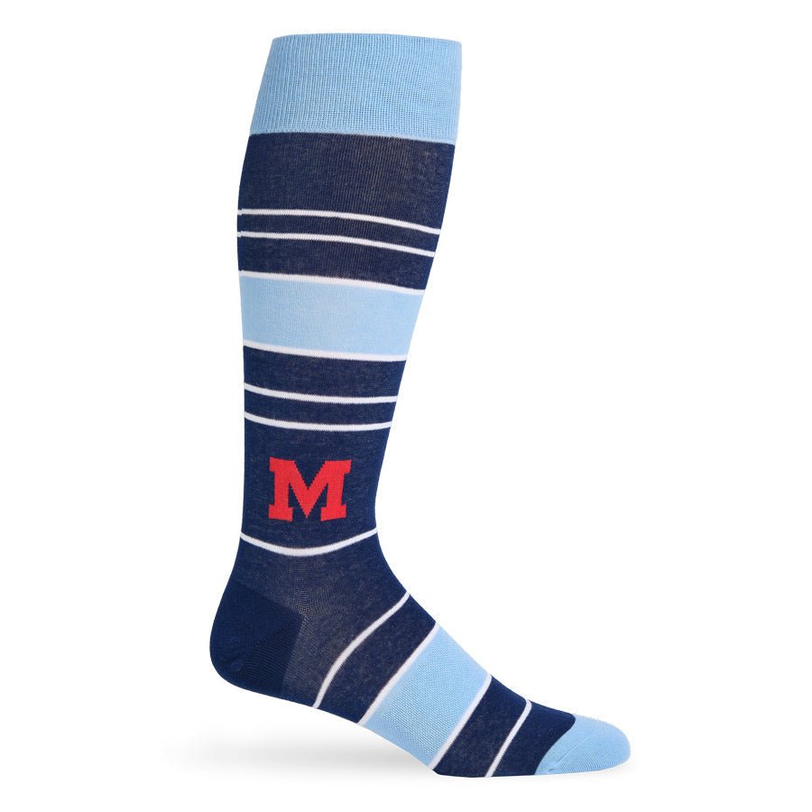 Navy Powder Stripe M Dress SocksLicensed College SocksTorqelo.com