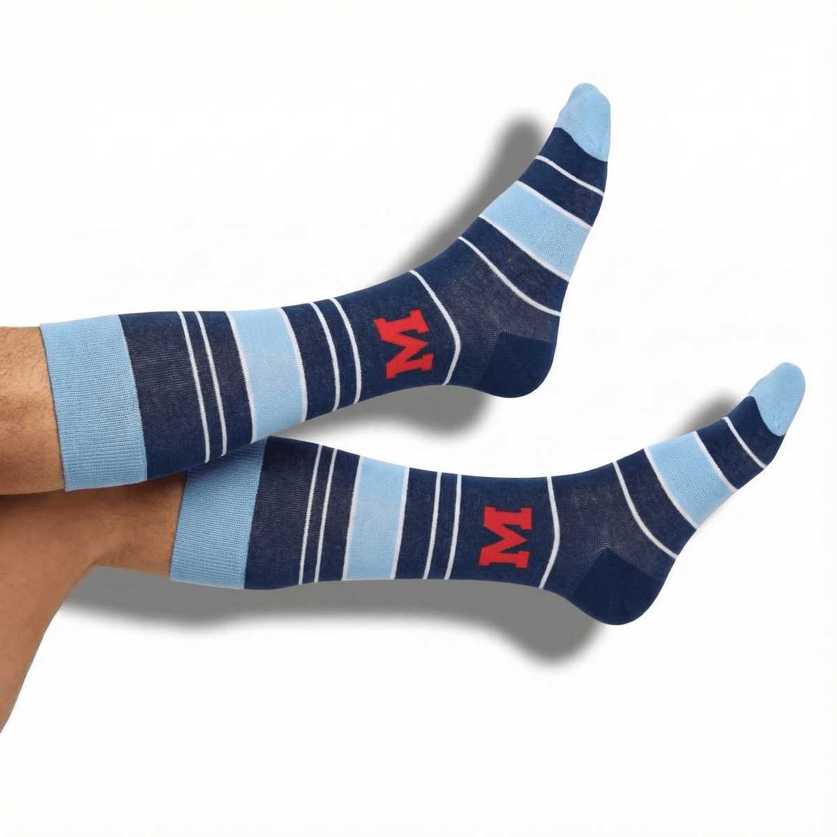 Navy Powder Stripe M Dress SocksLicensed College SocksTorqelo.com