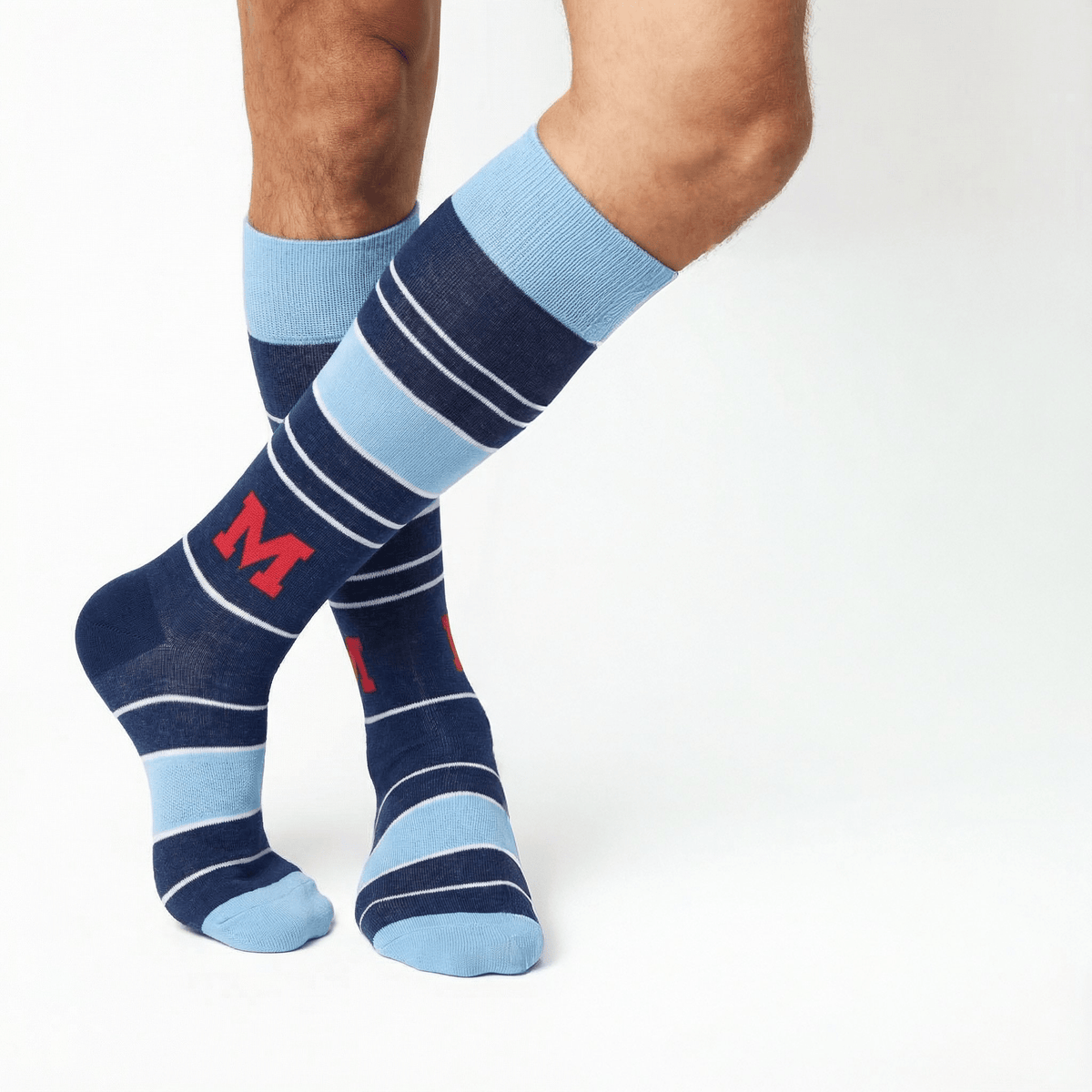 Navy Powder Stripe M Dress SocksLicensed College SocksTorqelo.com