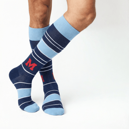 Navy Powder Stripe M Dress SocksLicensed College SocksTorqelo.com