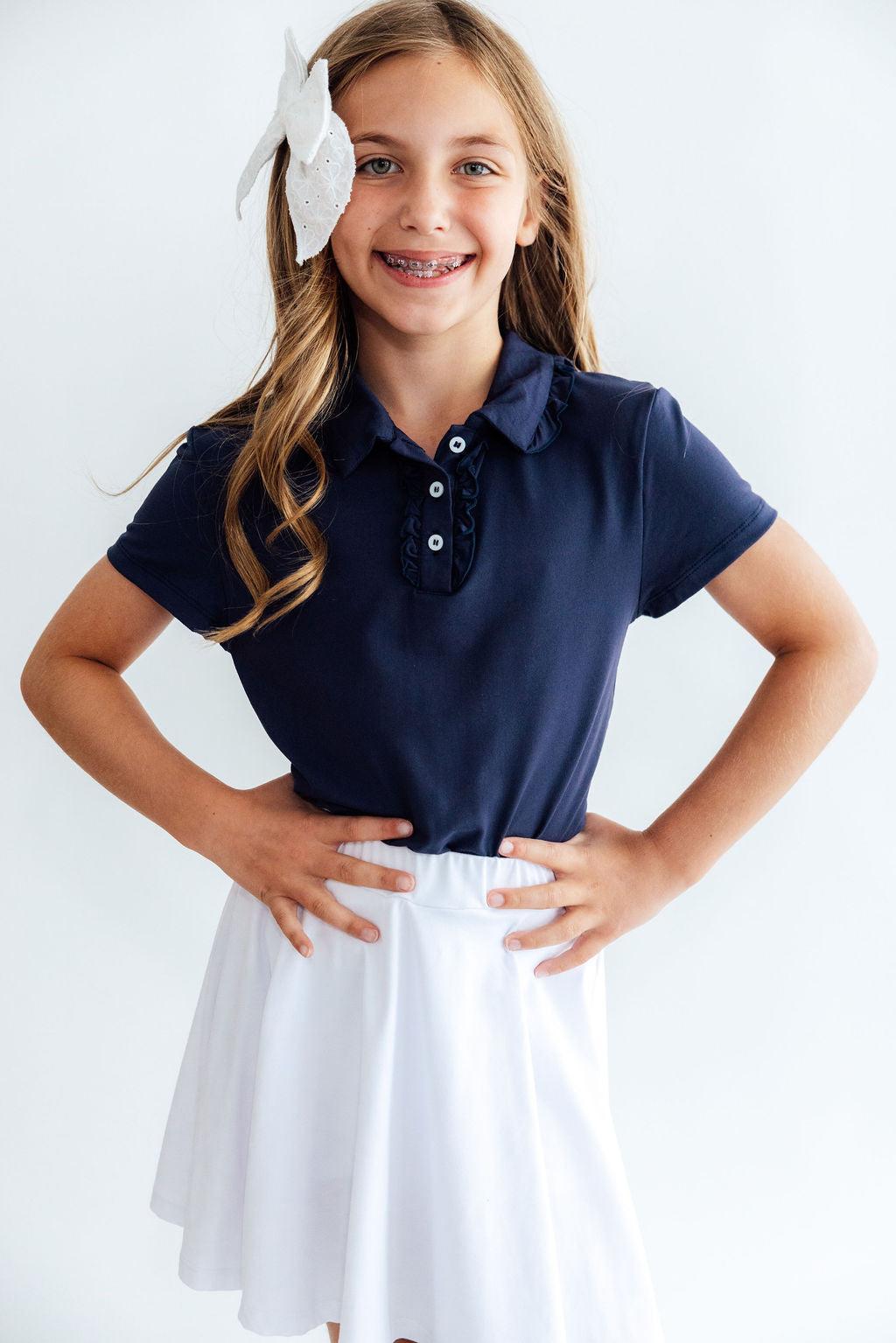 Navy S/S Ruffle PoloS/S Ruffle PoloTorqelo.com