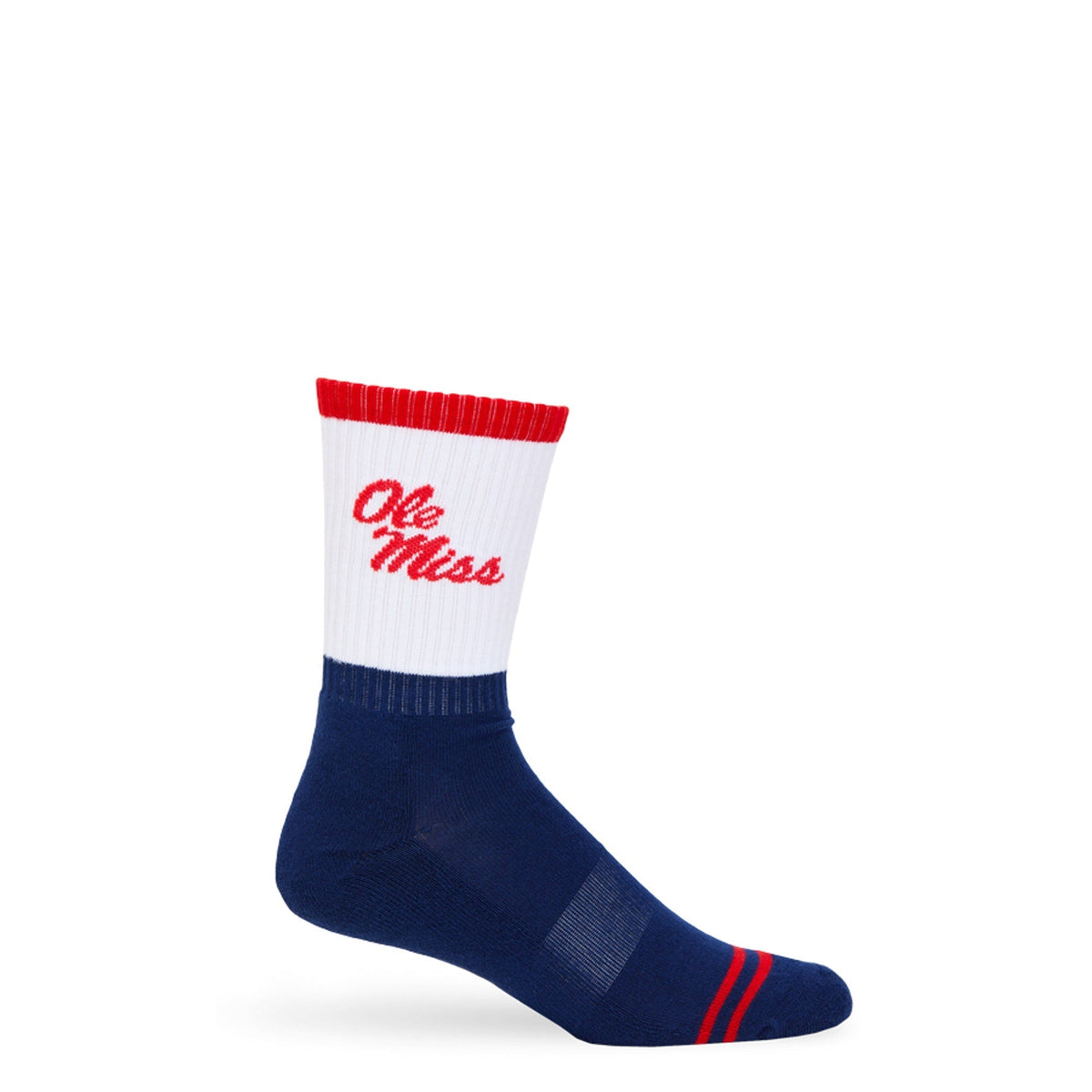 Navy White OM Script Casual Crew SocksLicensed College SocksTorqelo.com