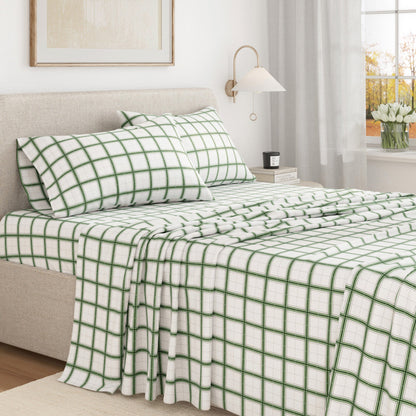 Turkish Cotton Flannel Sheet Set - Plaid & Stripe Collection by Great Bay Home